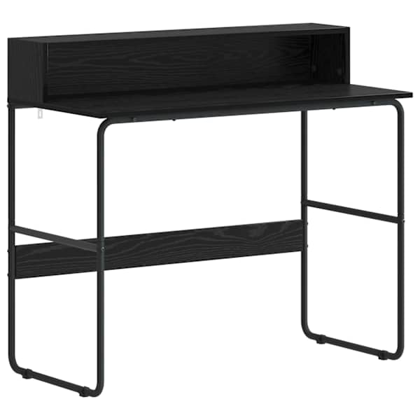 vidaXL Laud koos hoiuruumiga Must tamm 100 x 50 x 91 cm