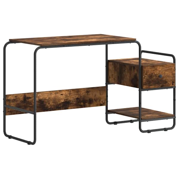 vidaXL Laud koos hoiuruumiga Suitsutatud tamm 131,5 x 50 x 75,5 cm