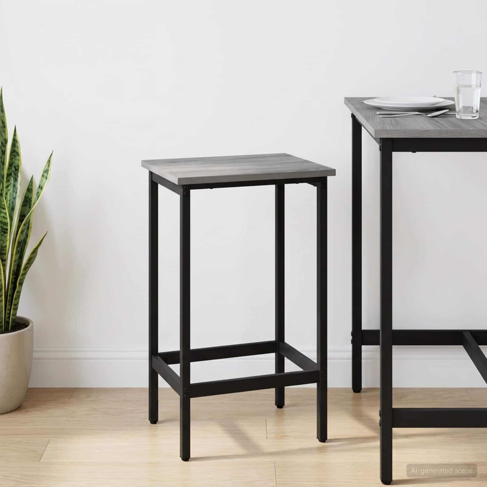 Barkruk Grijs Sonoma 40 x 32 x 74 cm Bewerkt hout – afbeelding 1