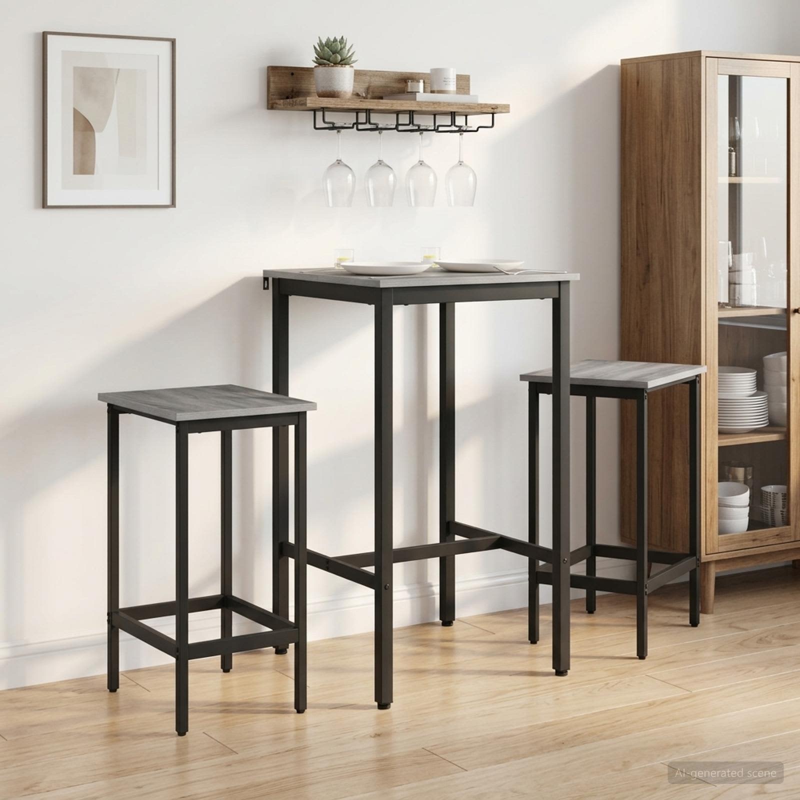 Barkruk 2 st Grijs Sonoma 40 x 32 x 74 cm Bewerkt hout – afbeelding 1