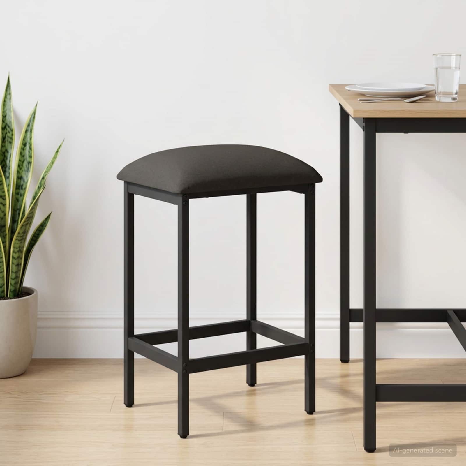 Barkruk Donkergrijs 40 x 32 x 74 cm Bewerkt hout – afbeelding 1