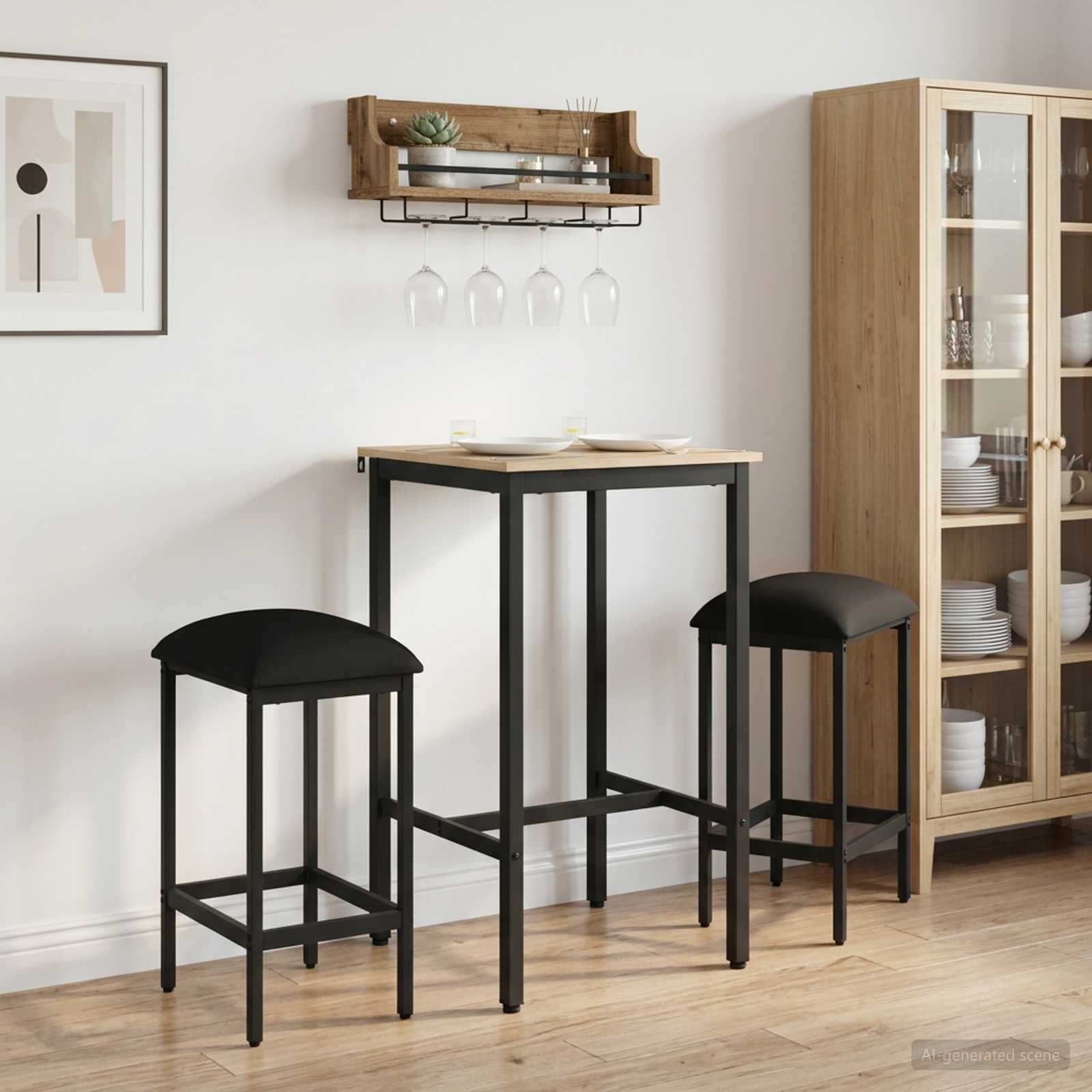 vidaXL Barstol 2 stk. Svart 40 x 32 x 74 cm Konstruert tre