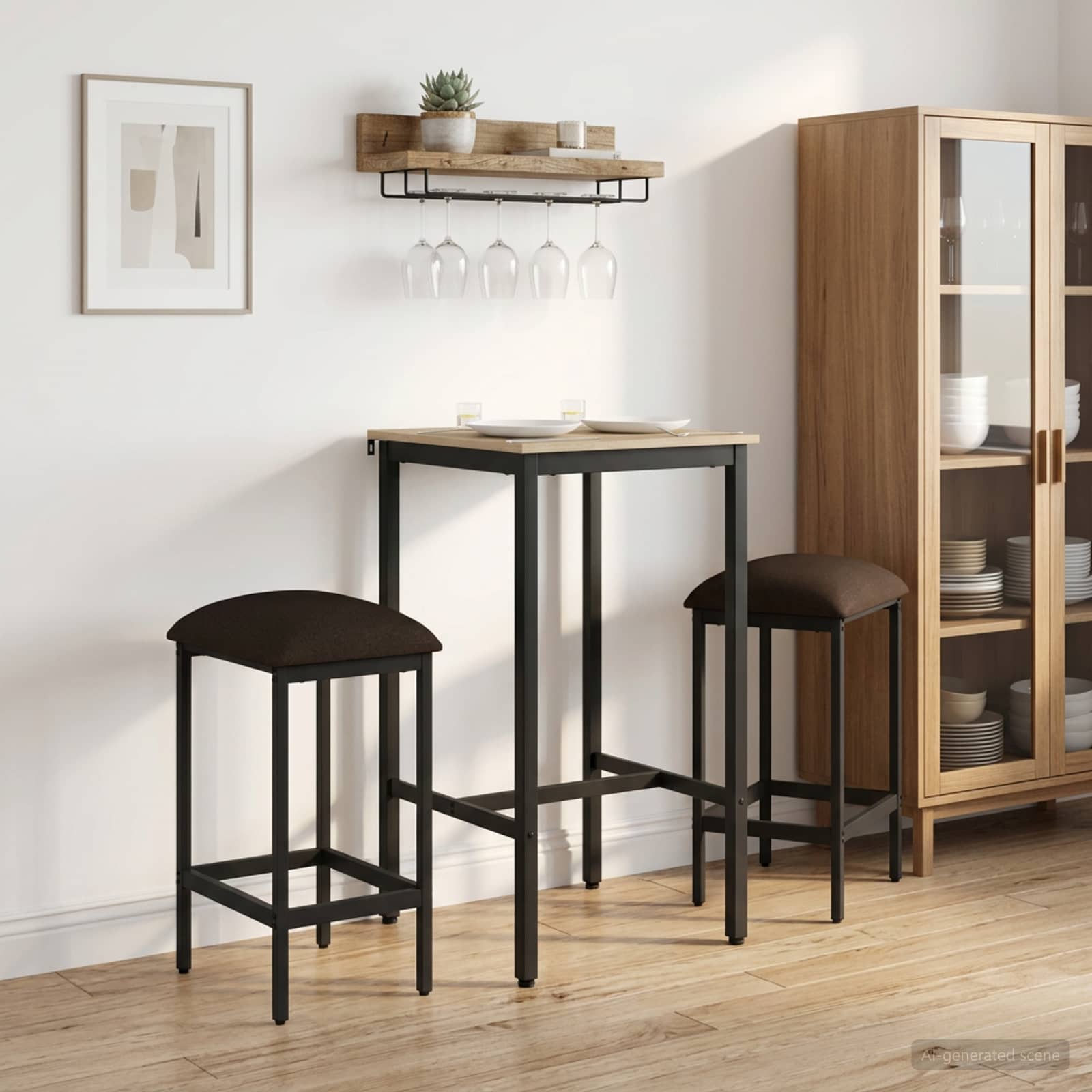 Barkruk 2 st Taupe 40 x 32 x 74 cm Bewerkt hout – afbeelding 1
