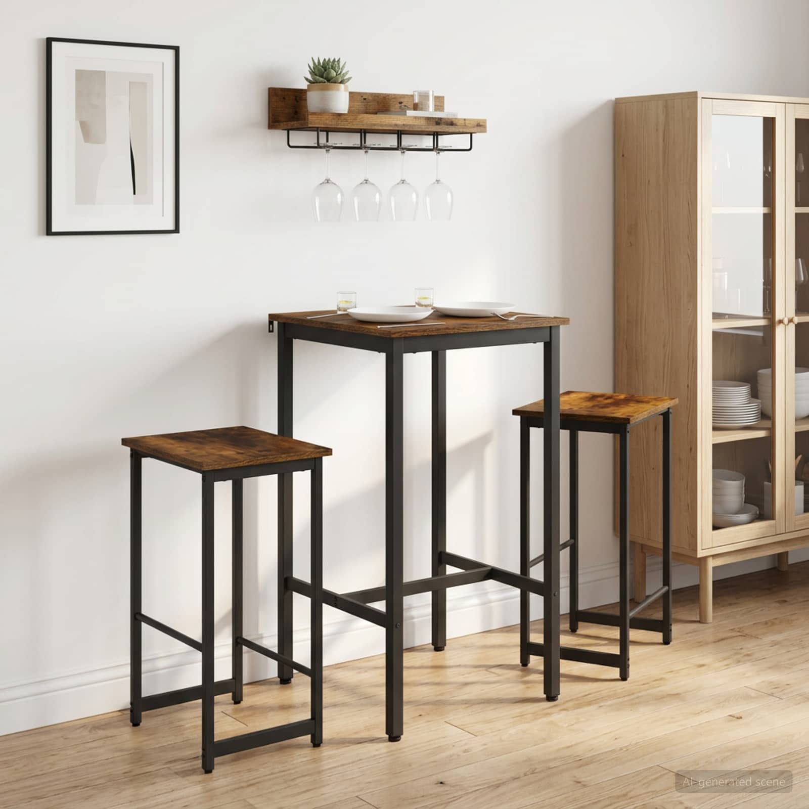 Barkruk 2 st Gerookt eiken 40 x 32 x 74 cm Bewerkt hout – afbeelding 1