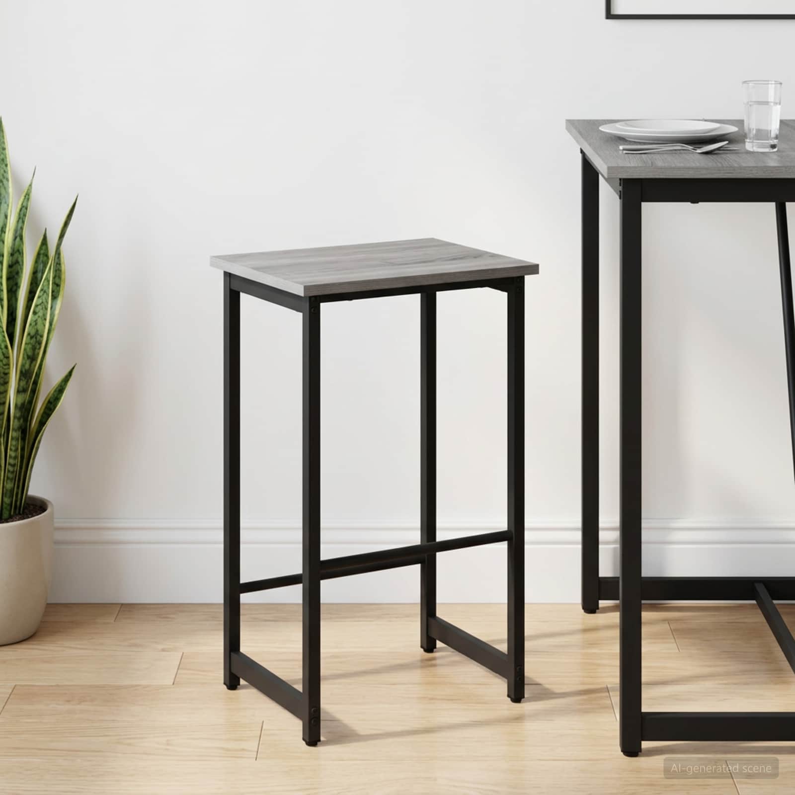 Barkruk Grijs Sonoma 40 x 32 x 74 cm Bewerkt hout – afbeelding 1