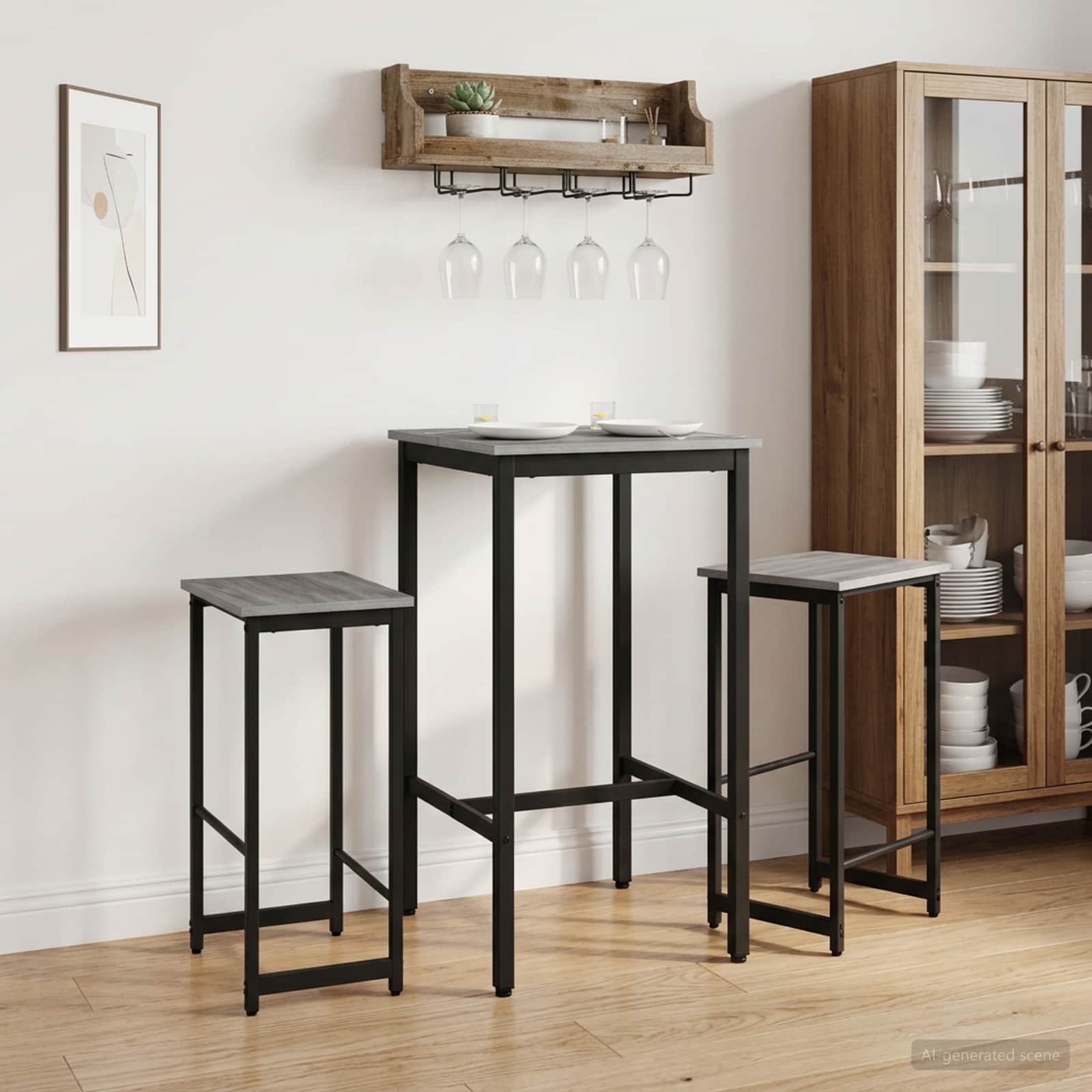 Barkruk 2 st Grijs Sonoma 40 x 32 x 74 cm Bewerkt hout – afbeelding 1