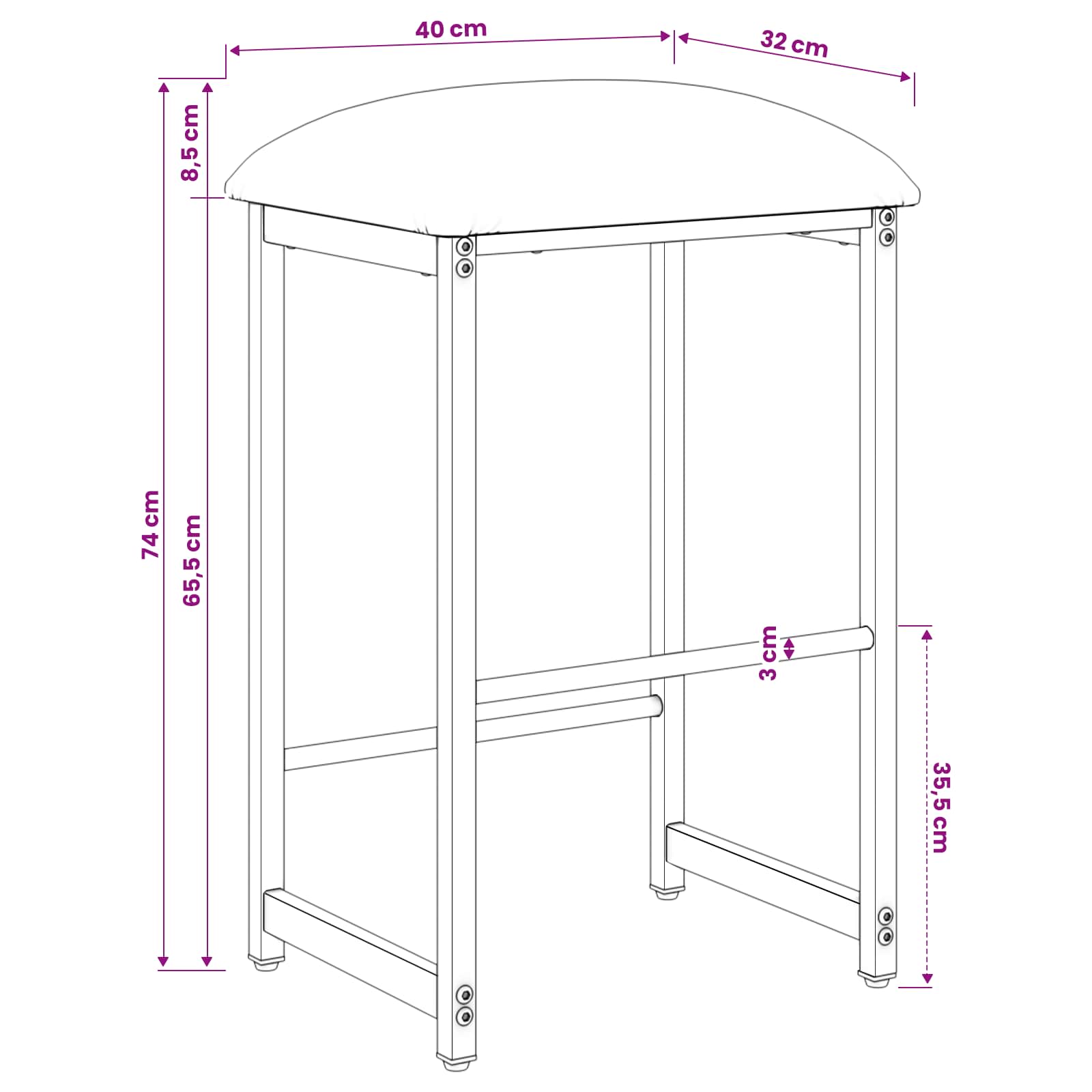 Barski stol 2 kos Temno siva 40 x 32 x 74 cm Inženirski les - slika 7