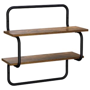 vidaXL 2-tasandiline seinariiul Suitsutatud tamm 80 x 24,5 x 61 cm