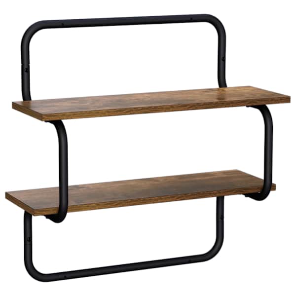 vidaXL 2-tasandiline seinariiul Suitsutatud tamm 60 x 24,5 x 61 cm