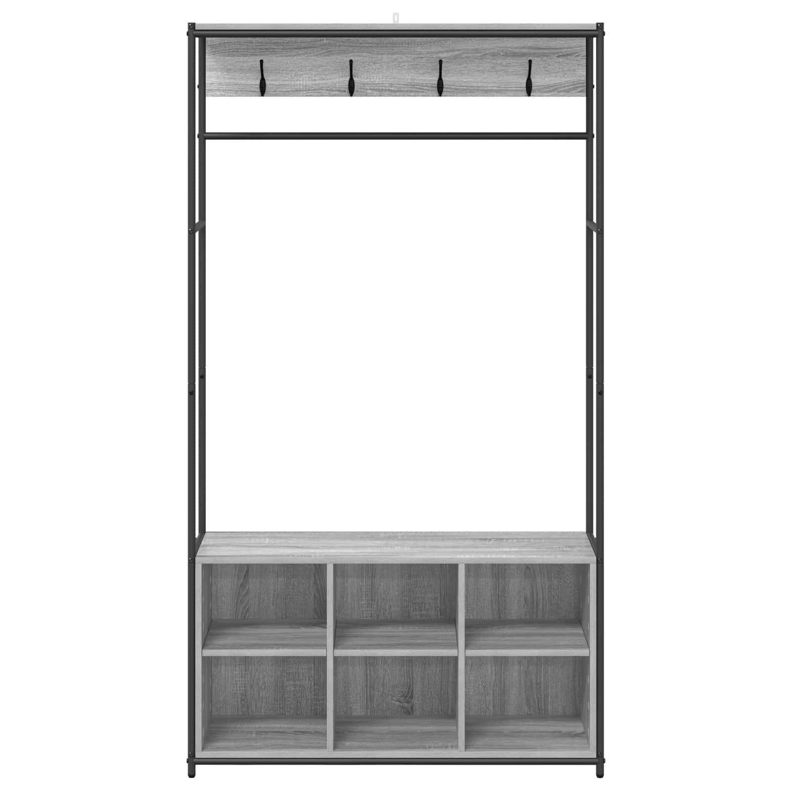 Kapstok met schoenenbank Grijs Sonoma 100 x 32 x 180,5 cm image 3