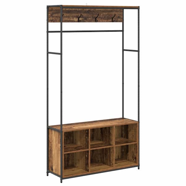 vidaXL Riidenagi koos kingahoidjaga Vana puit 100 x 32 x 180,5 cm
