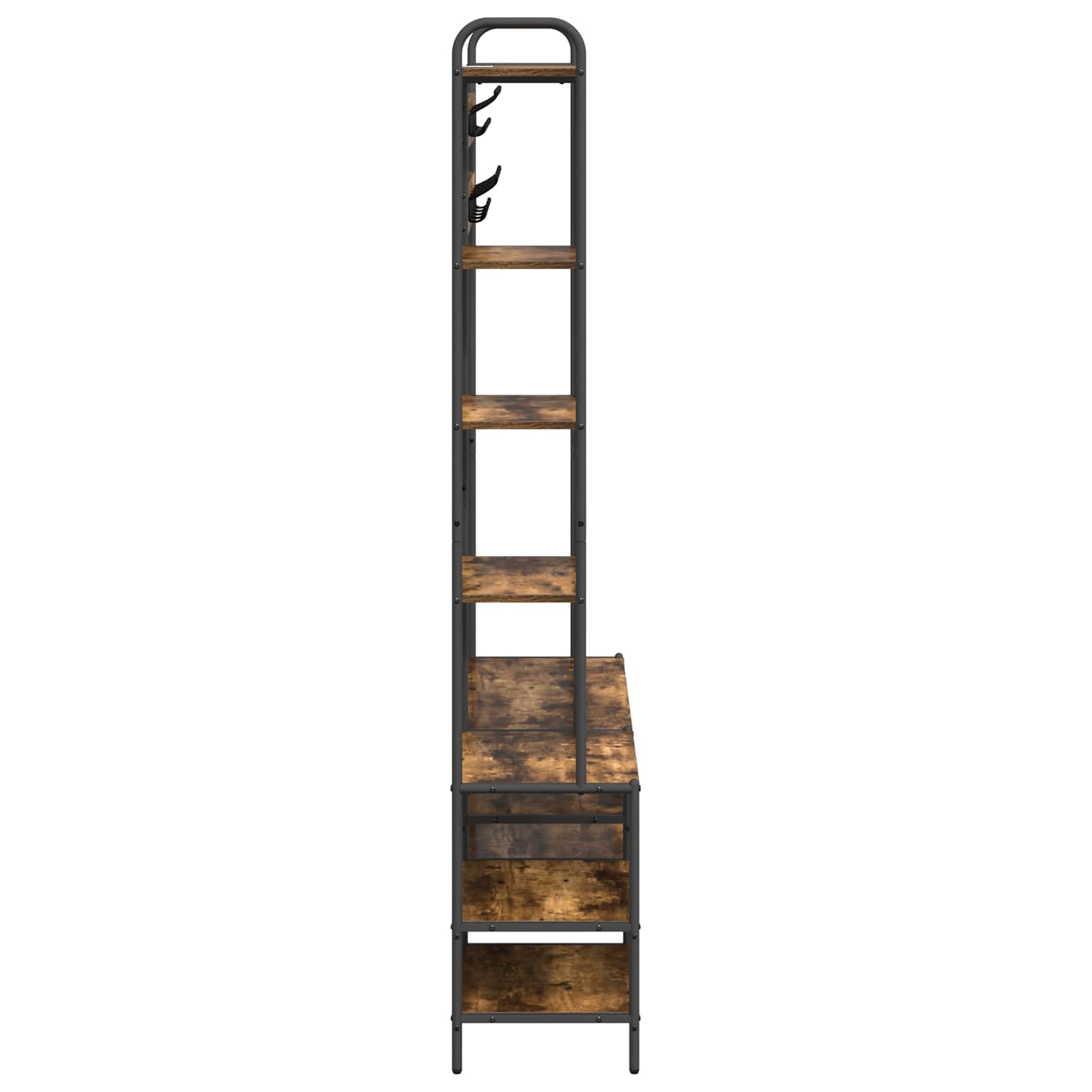 Kapstok met schoenenbank Gerookt eiken 120,5 x 34 x 190 cm image 4