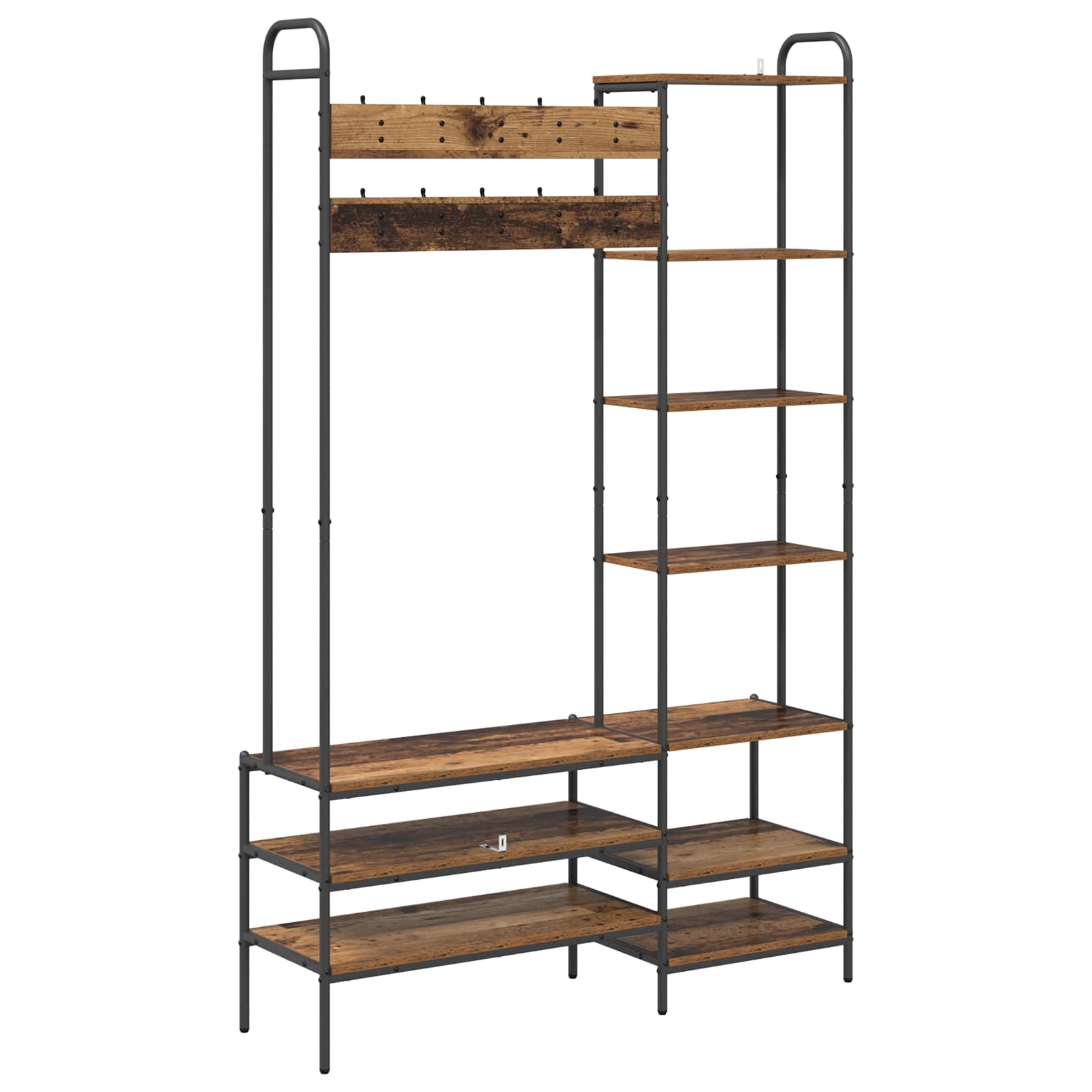 Kapstok met schoenenbank Oud hout 120,5 x 34 x 190 cm image 5