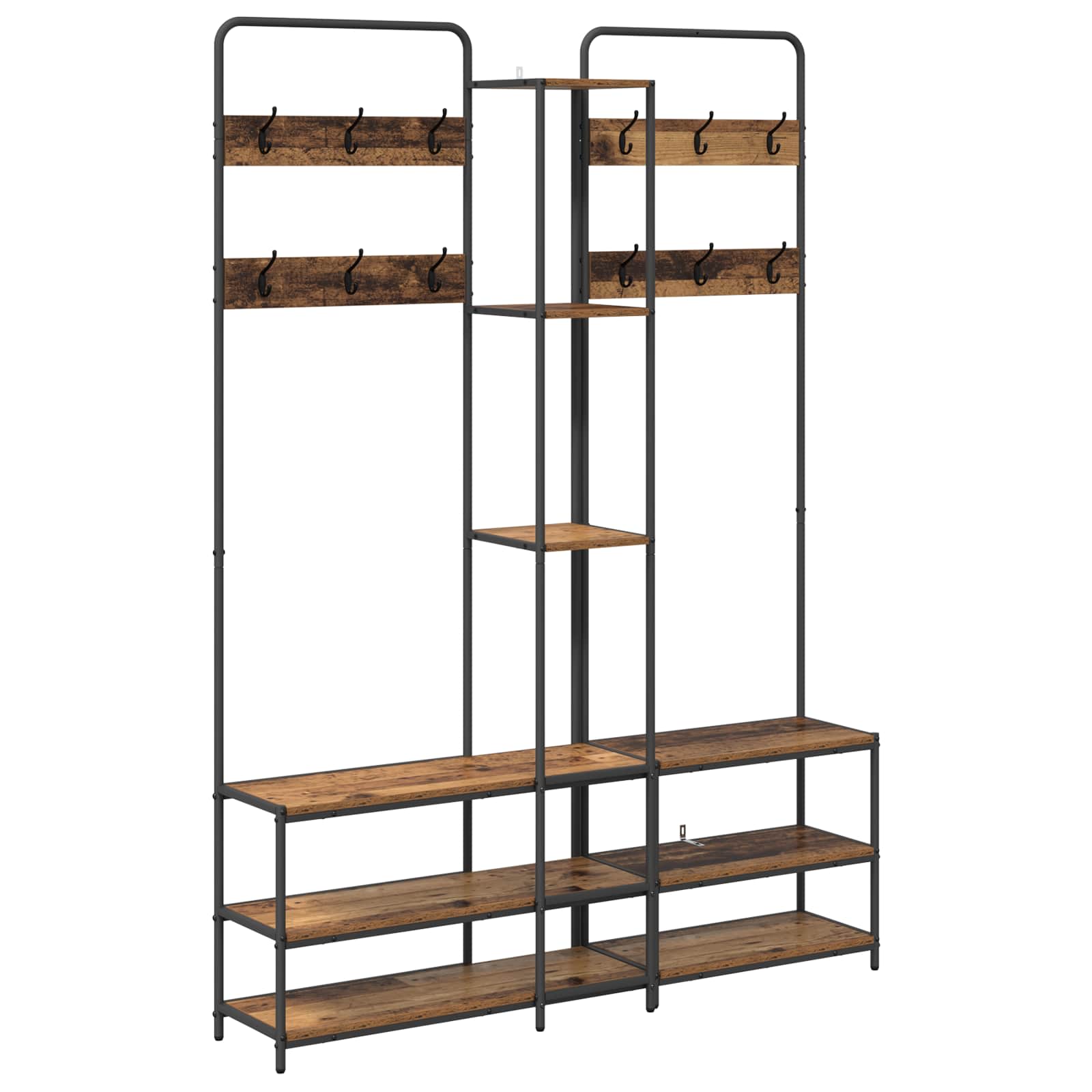 Kapstok met schoenenbank Oud hout 143 x 30 x 199,5 cm image 2