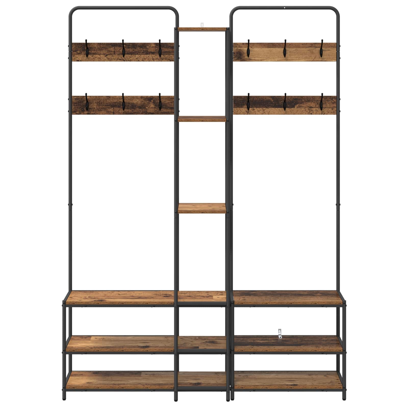 Kapstok met schoenenbank Oud hout 143 x 30 x 199,5 cm image 4