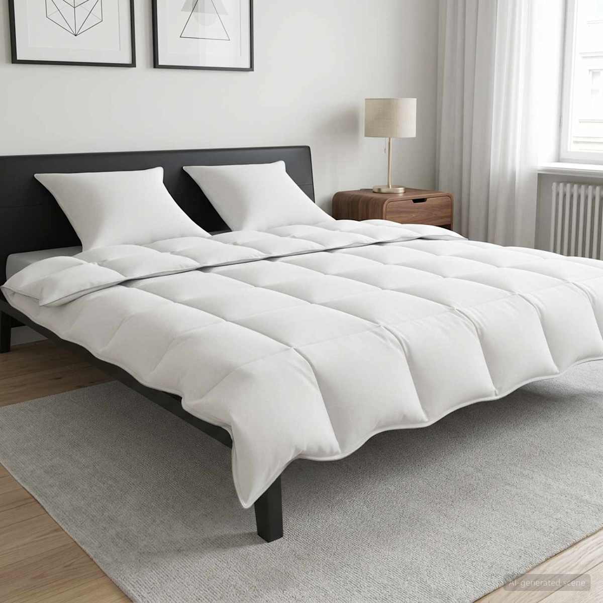 Duvet og Pude Sæt Vinter 350 gsm Bambusfiber Hvid