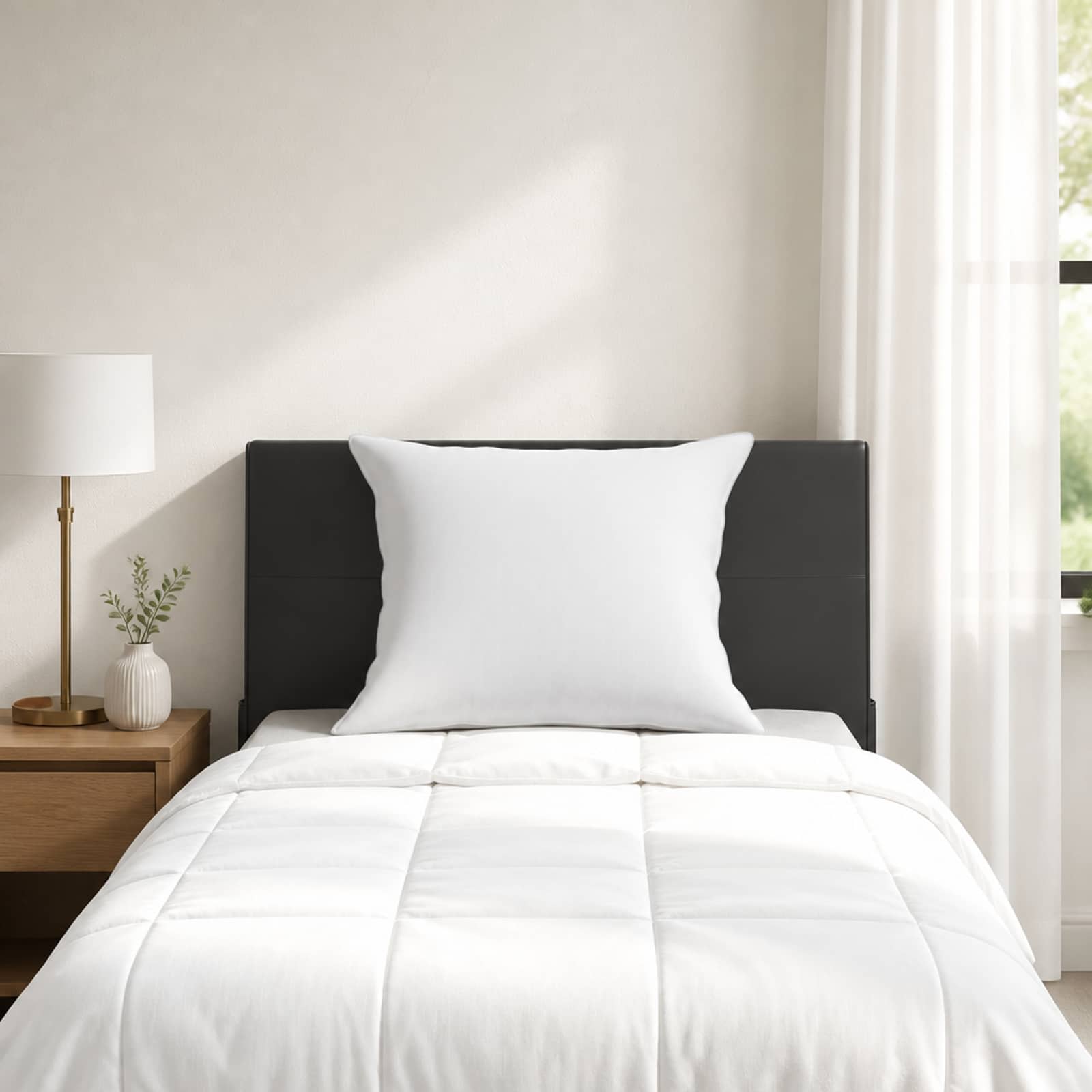 Hovedpude 80 x 80 cm - hvid bambusfiber og polyester
