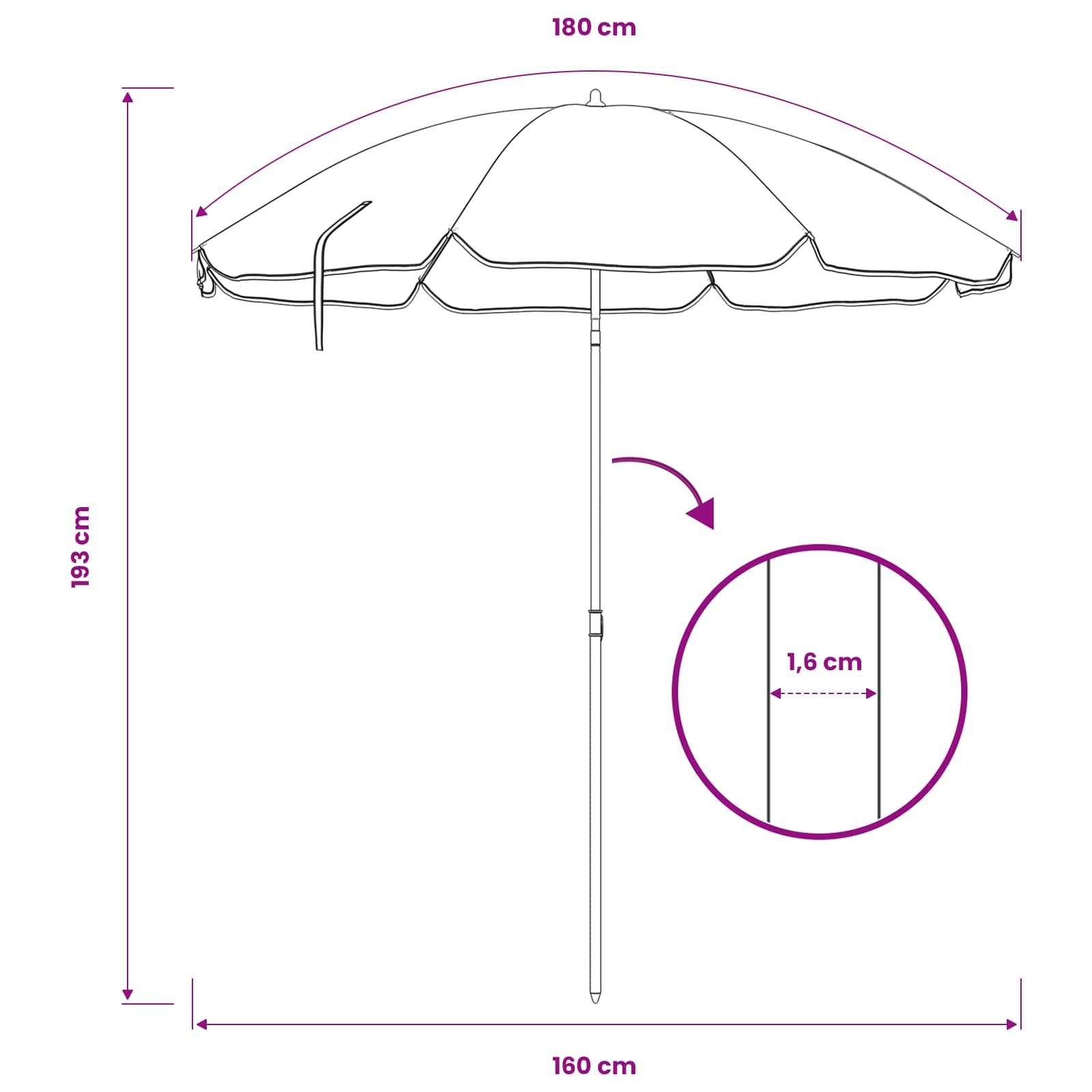 Tuinparasol 160 cm 170T polyester Oranje image 7