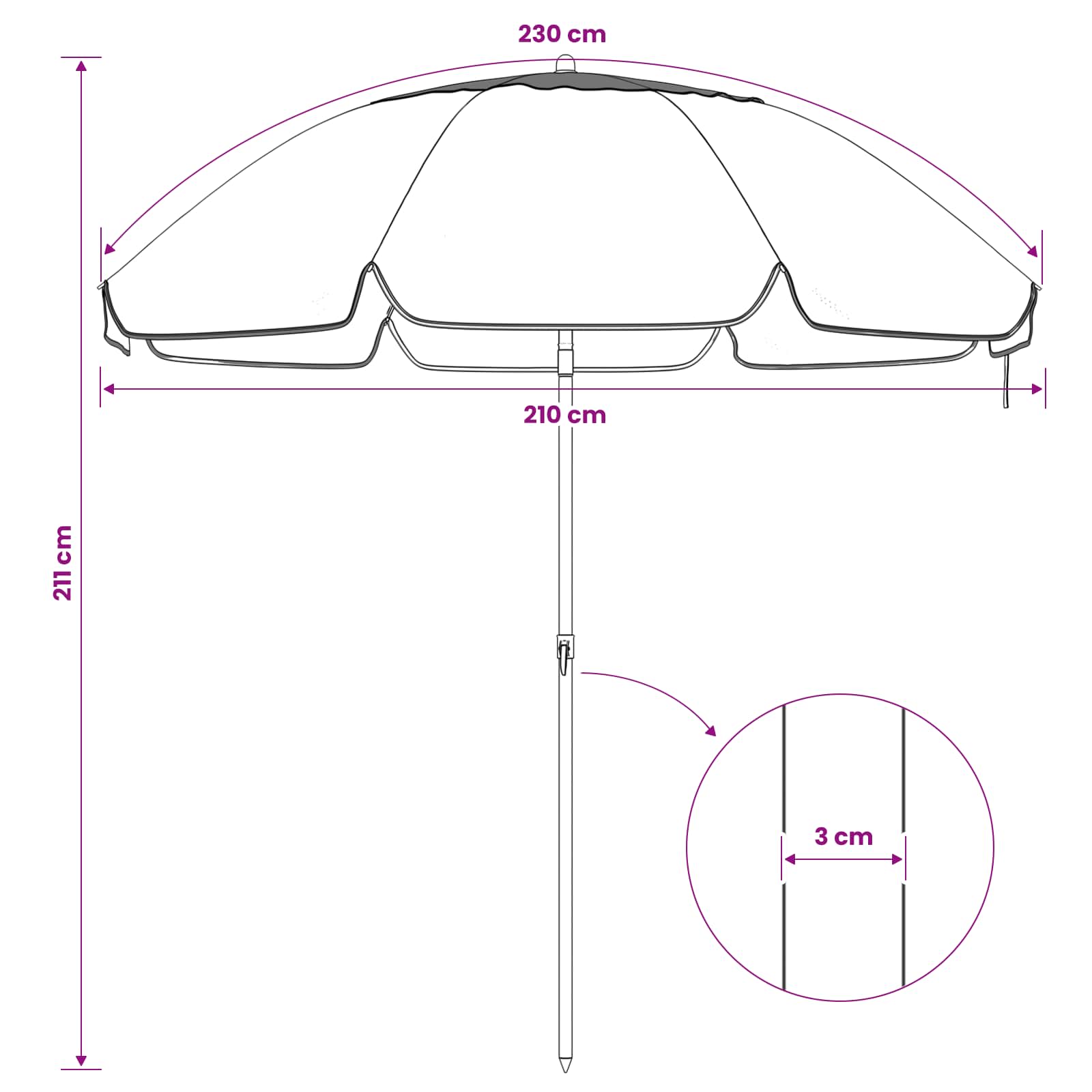Tuinparasol 207 cm 170T polyester Oranje image 7