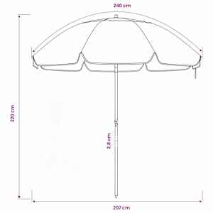 Zahradní slunečník 240 cm 170T polyester Oranžová - obrázek 7