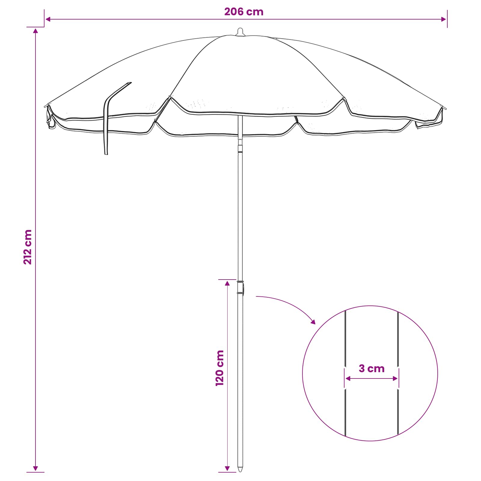 Tuinparasol 207 cm 170T polyester Oranje image 7