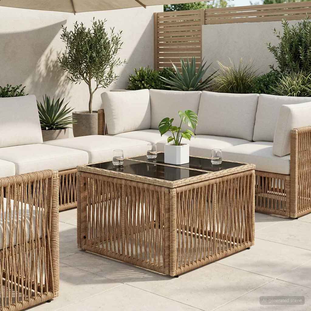 vidaXL Gartentisch Beige und Schwarz 55 x 55 x 37 cm