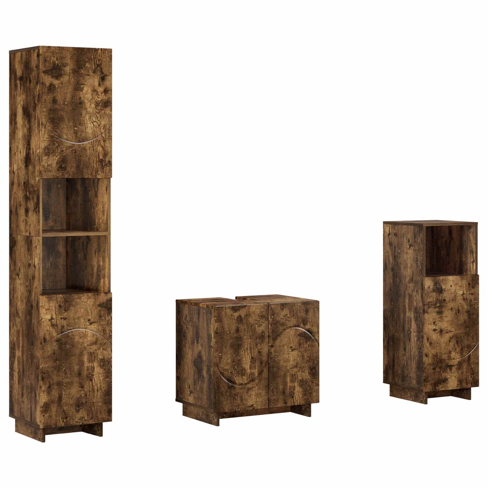 vidaXL Badezimmerschrank-Set 3 stk. Raucheiche Holzwerkstoff – Bild 2