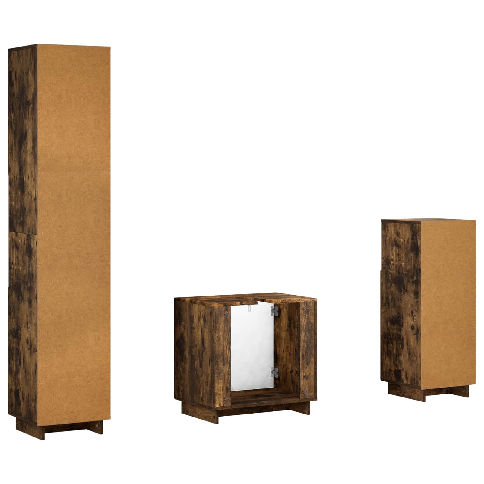 vidaXL Badezimmerschrank-Set 3 stk. Raucheiche Holzwerkstoff – Bild 7