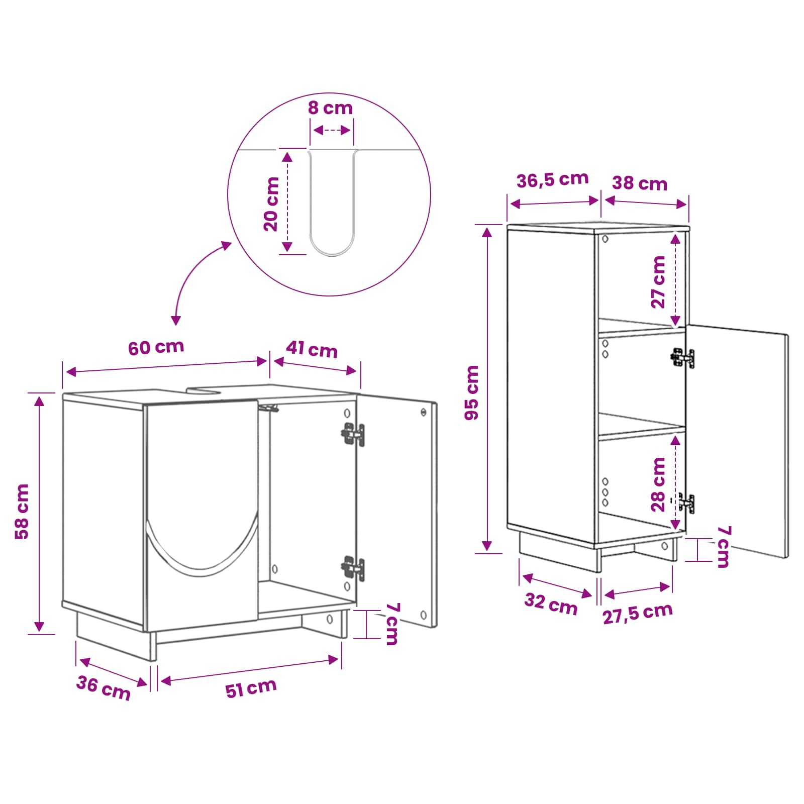 vidaXL Badezimmerschrank-Set 2 stk. Grau Sonoma Holzwerkstoff – Bild 10