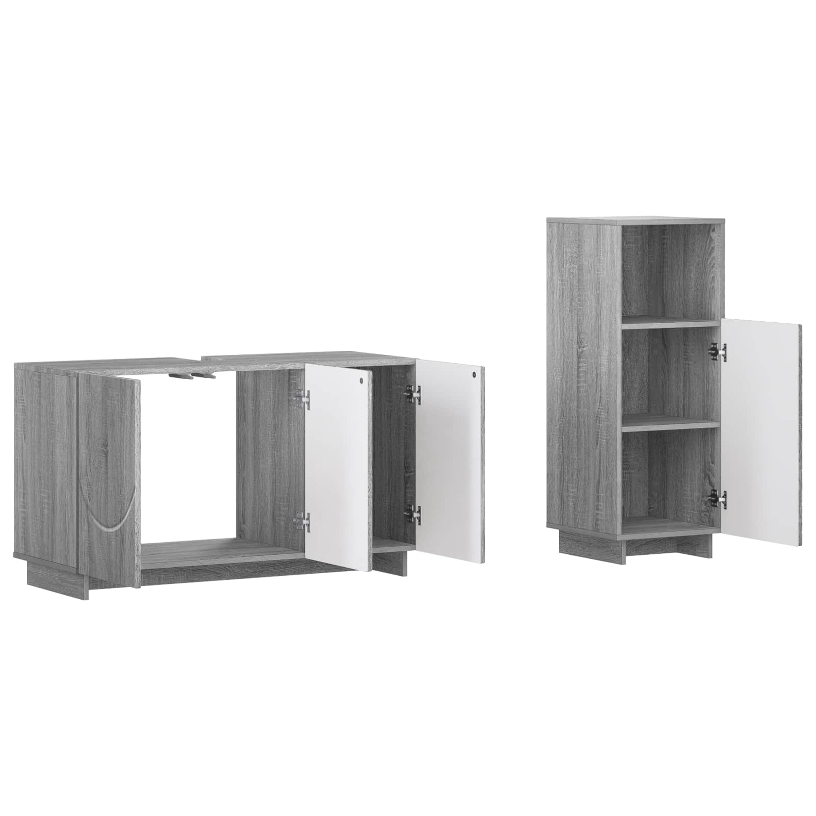 vidaXL Badezimmerschrank-Set 2 stk. Grau Sonoma Holzwerkstoff – Bild 5