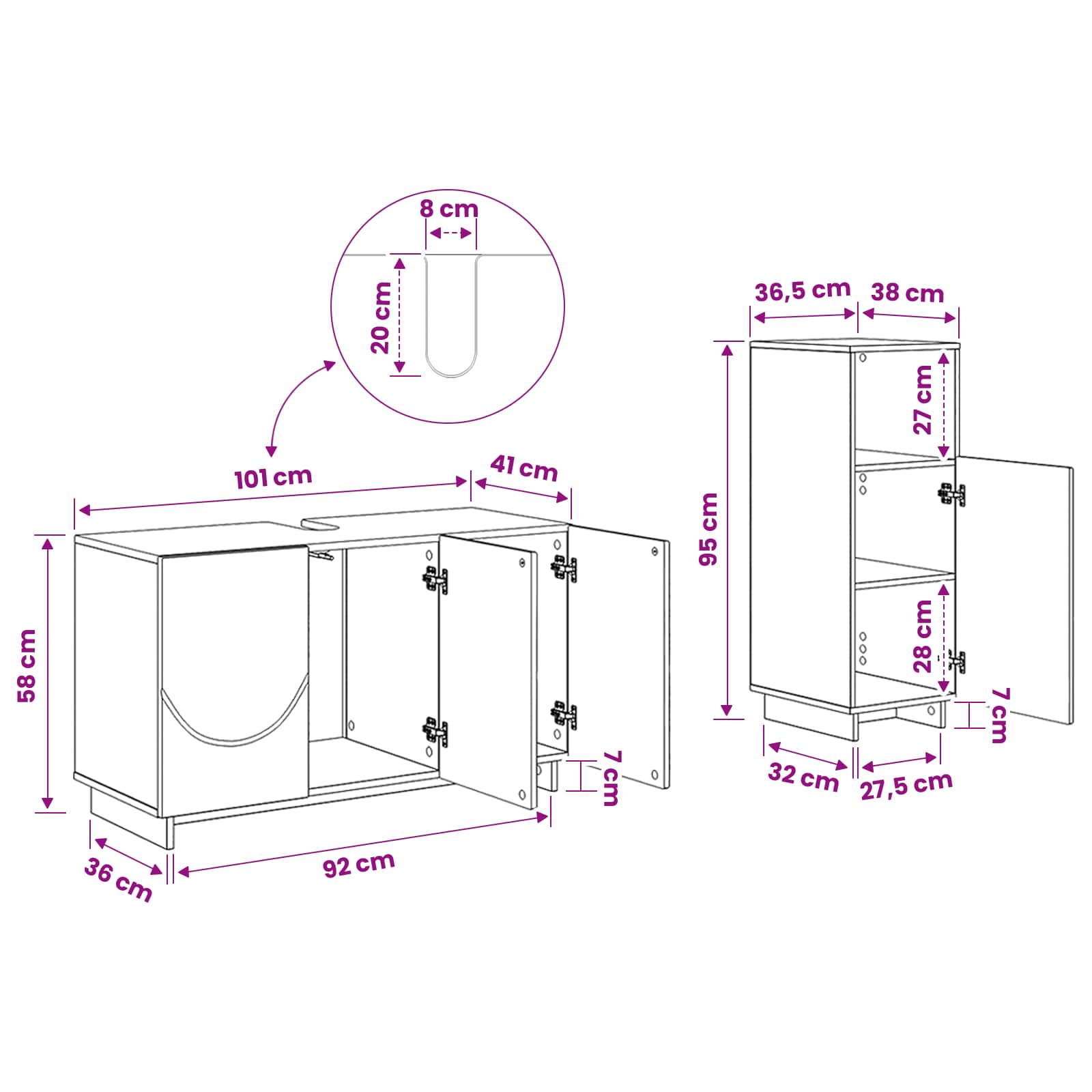 vidaXL Badezimmerschrank-Set 2 stk. Grau Sonoma Holzwerkstoff – Bild 10