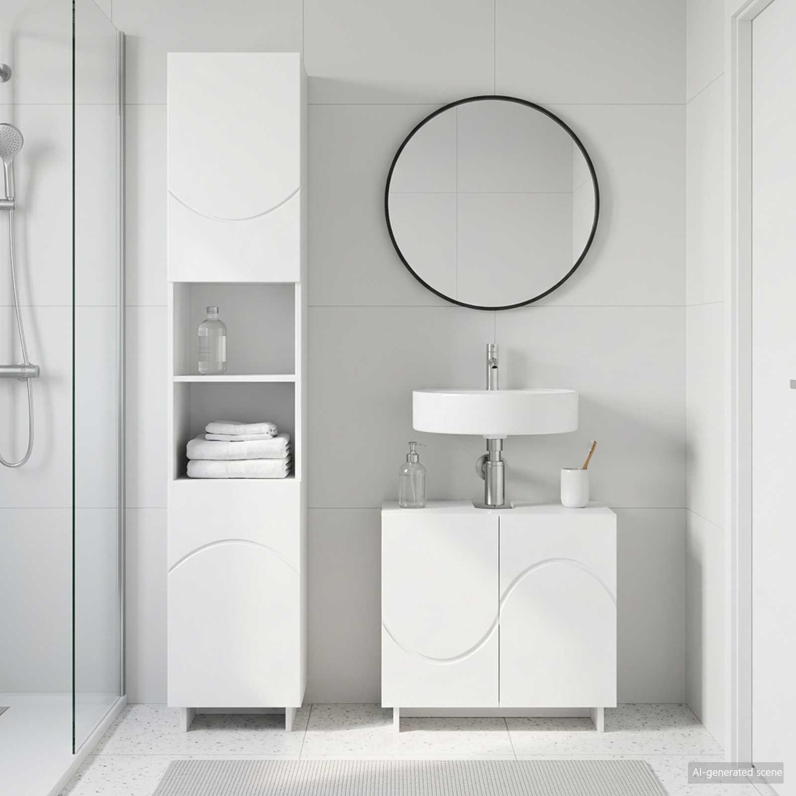 vidaXL Badezimmerschrank-Set 2 stk. Hochglanz Weiß Holzwerkstoff