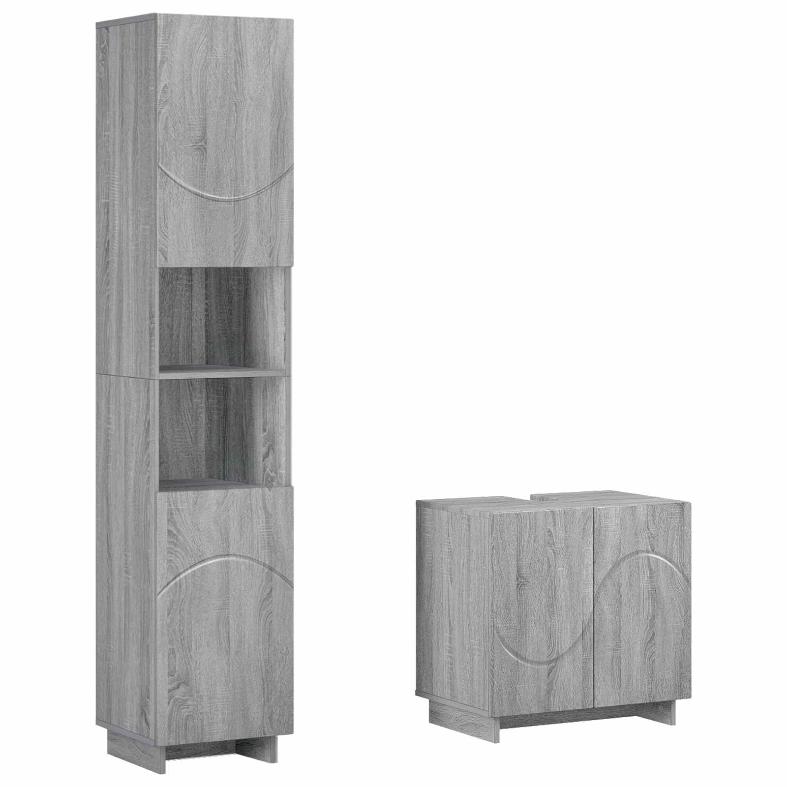 vidaXL Badezimmerschrank-Set 2 stk. Grau Sonoma Holzwerkstoff – Bild 2
