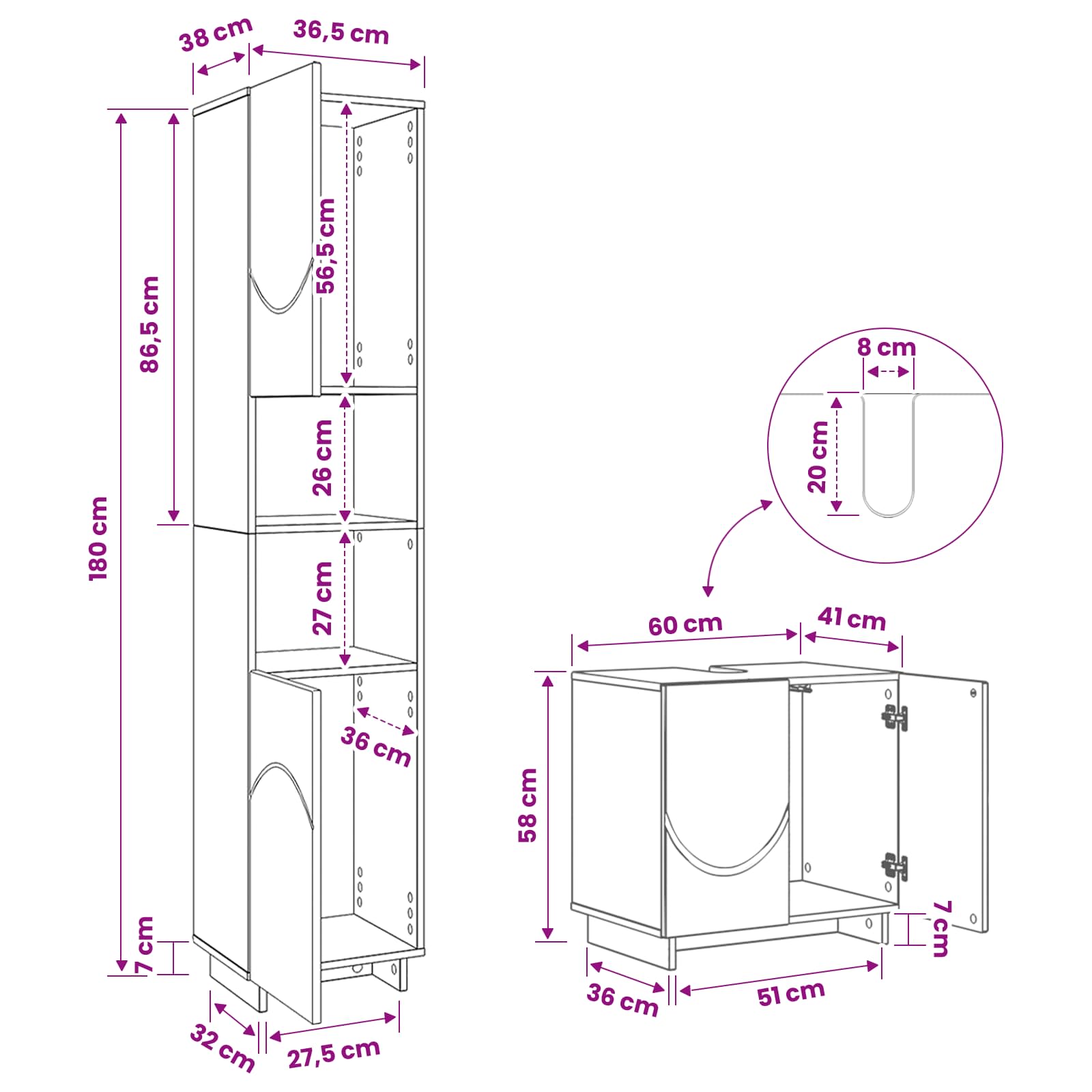 vidaXL Badezimmerschrank-Set 2 stk. Grau Sonoma Holzwerkstoff – Bild 10