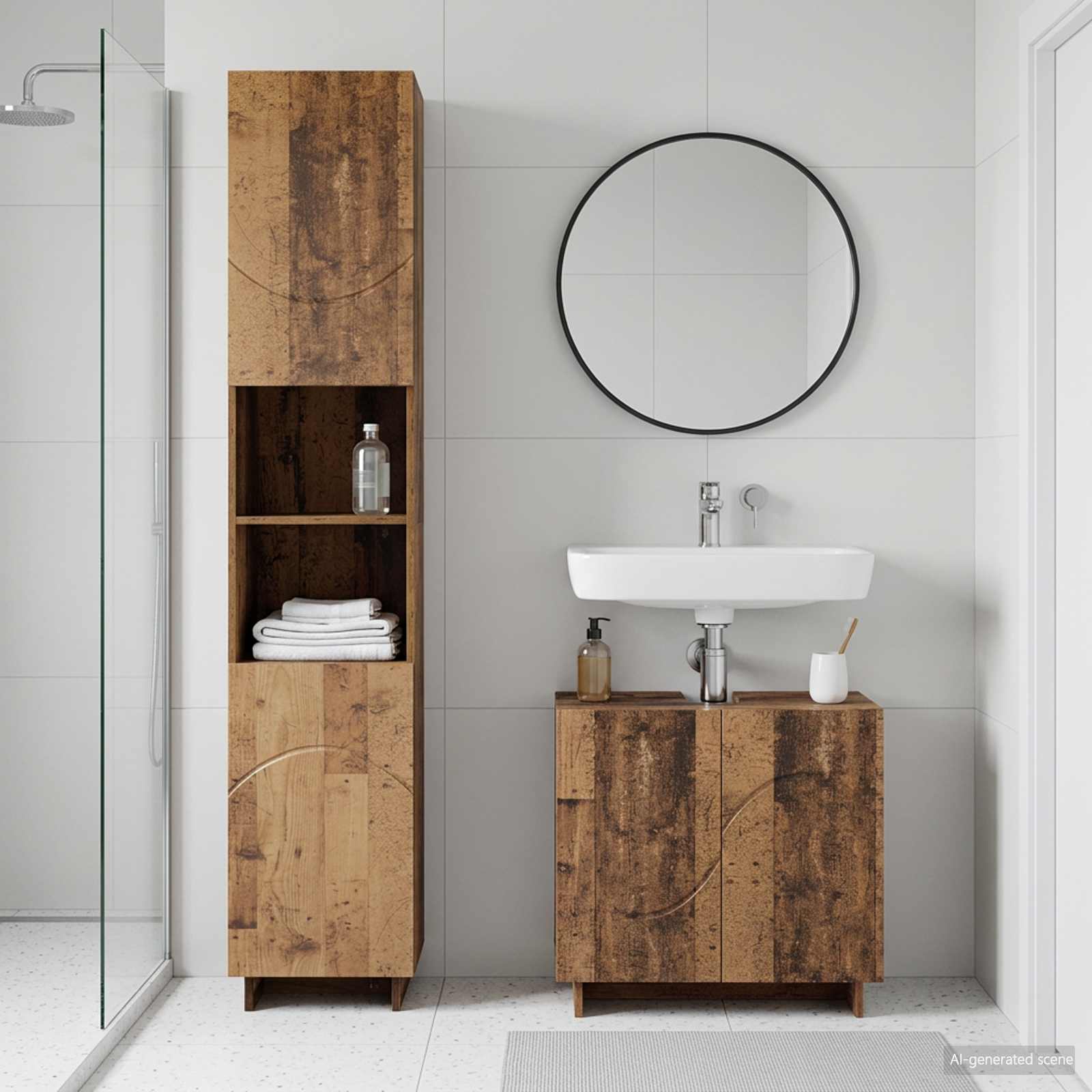 vidaXL Badezimmerschrank-Set 2 stk. Altholz Holzwerkstoff