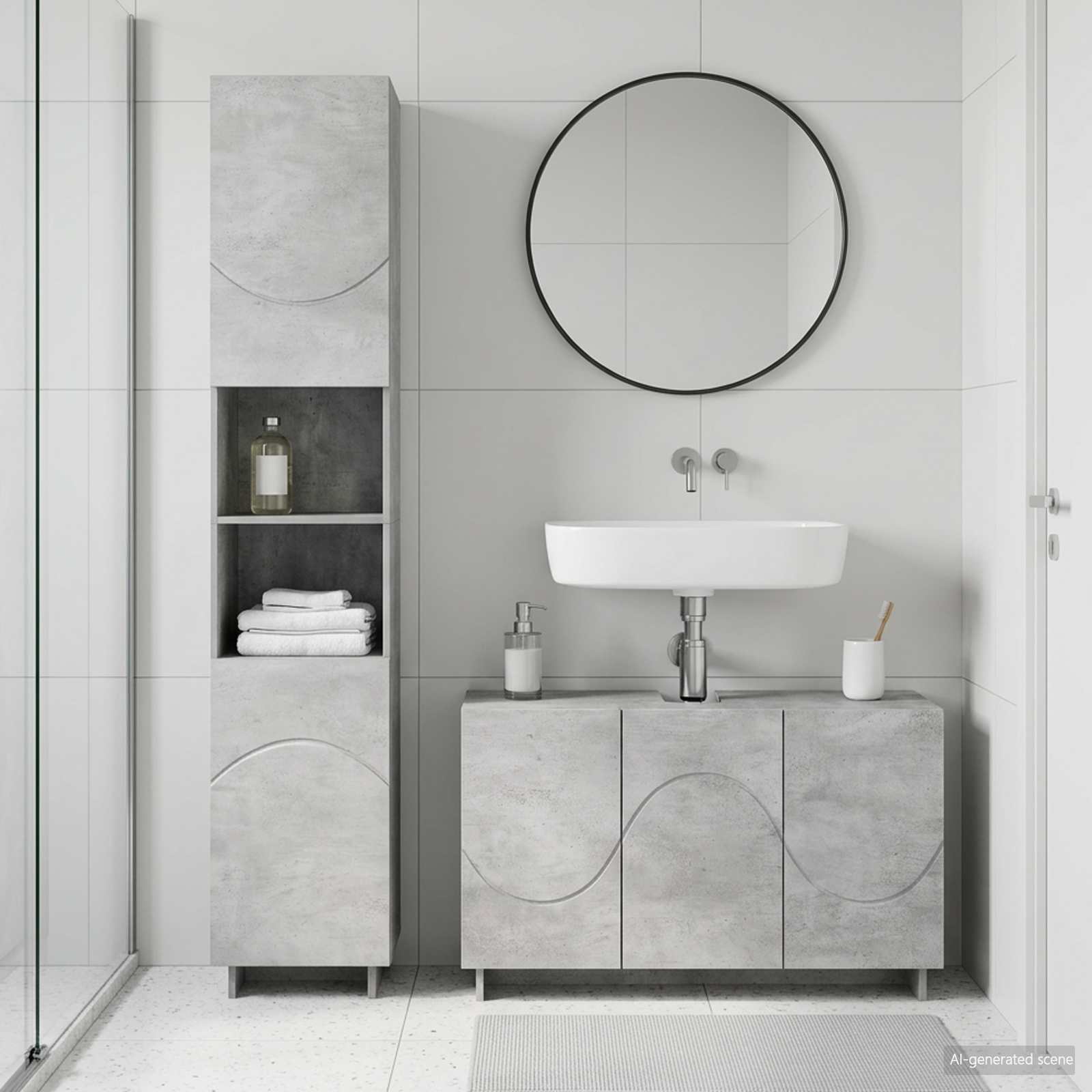 vidaXL Badezimmerschrank-Set 2 stk. Betongrau Holzwerkstoff