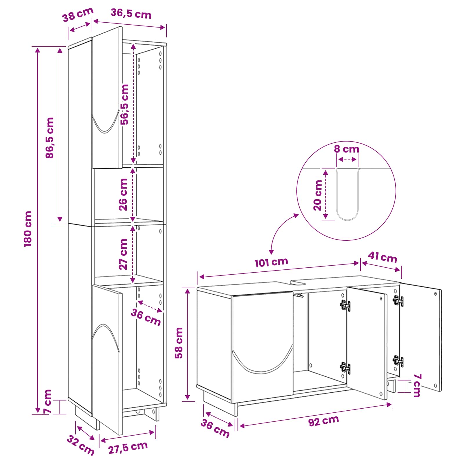 vidaXL Badezimmerschrank-Set 2 stk. Grau Sonoma Holzwerkstoff – Bild 10