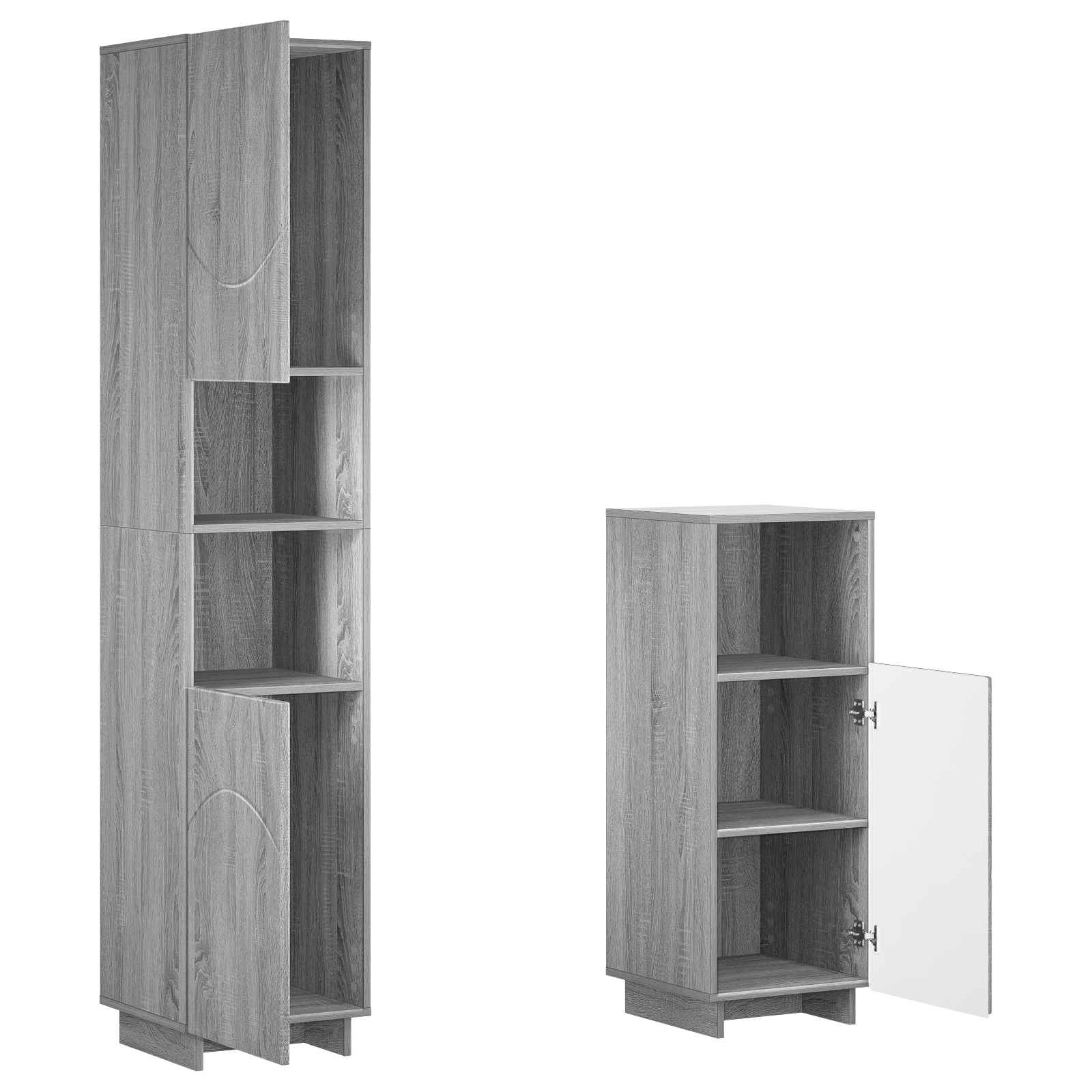 vidaXL Badezimmerschrank-Set 2 stk. Grau Sonoma Holzwerkstoff – Bild 5