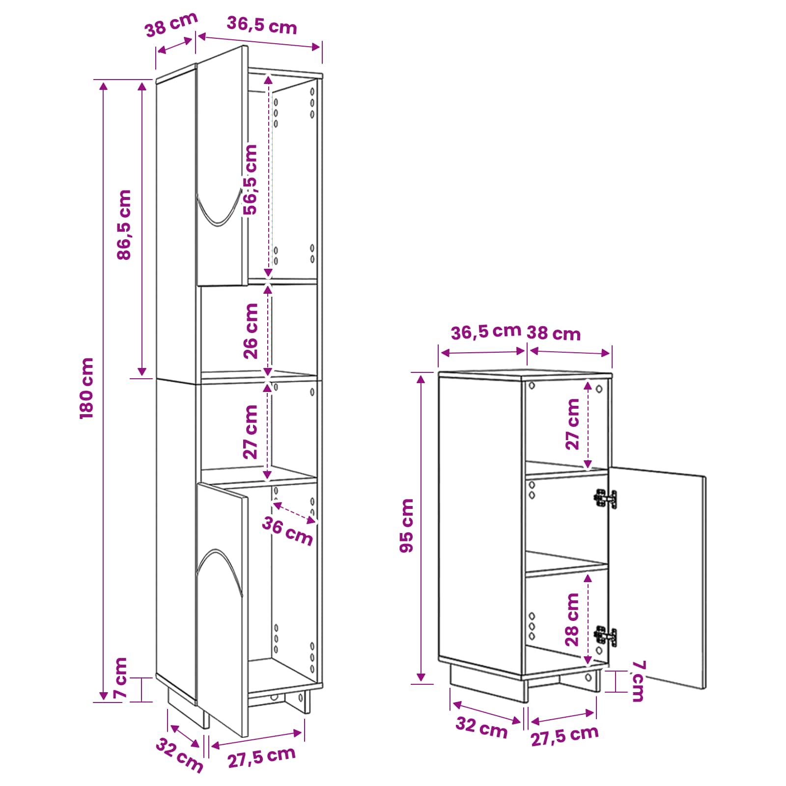 vidaXL Badezimmerschrank-Set 2 stk. Grau Sonoma Holzwerkstoff – Bild 10