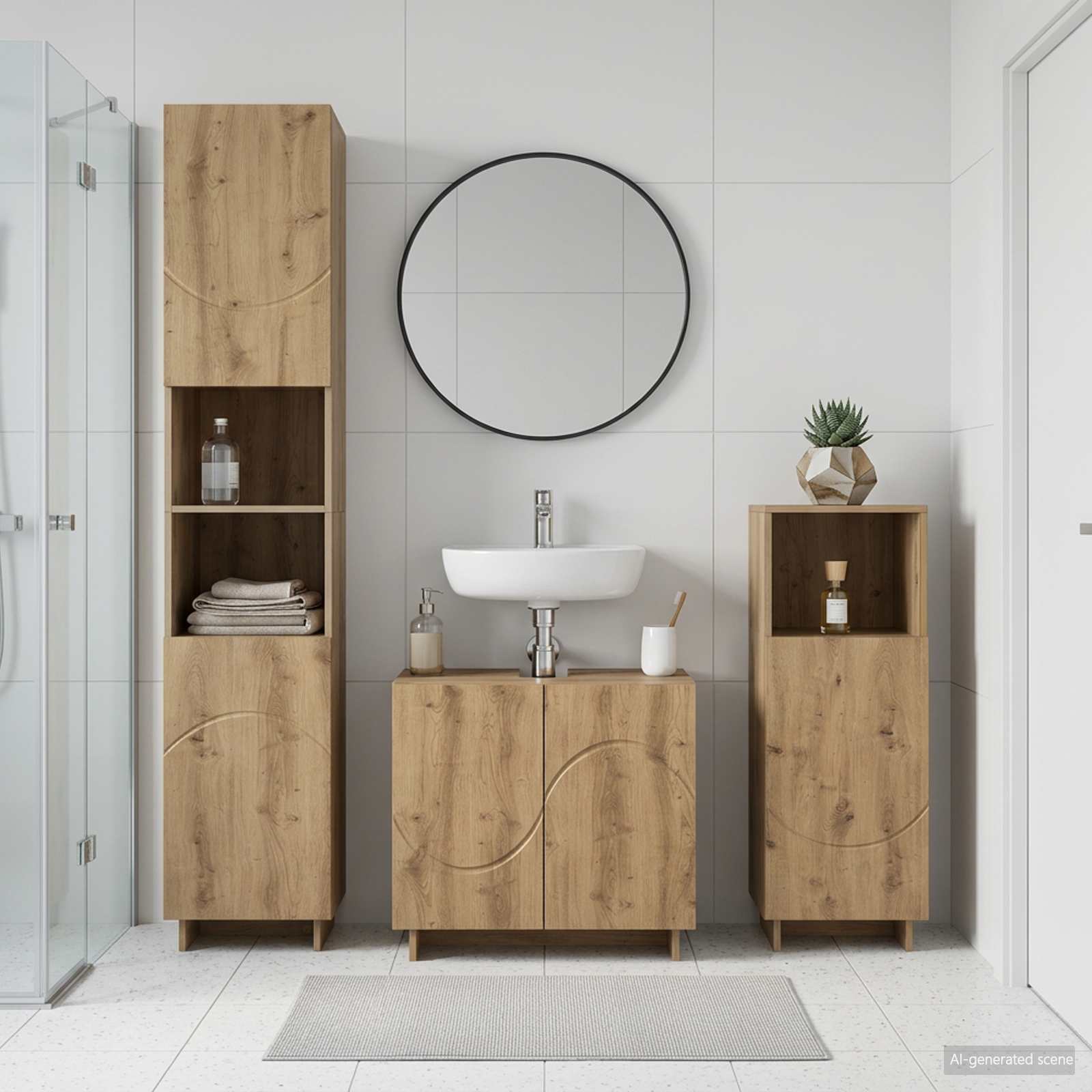 vidaXL Badezimmerschrank-Set 2 stk. Artisan-Eiche Holzwerkstoff