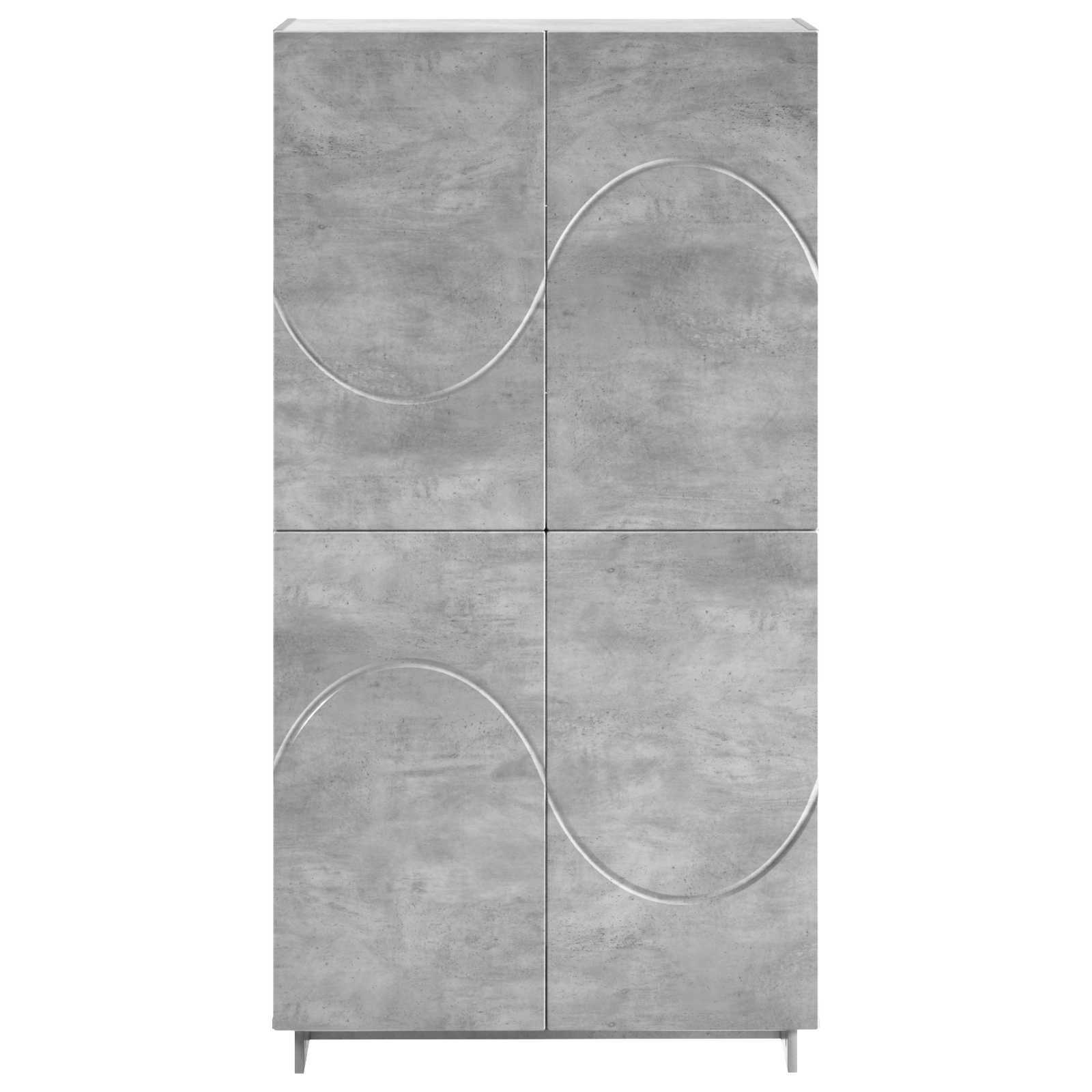 Visoka komoda Betonsko siva 79 x 41 x 151 cm konstruiran les