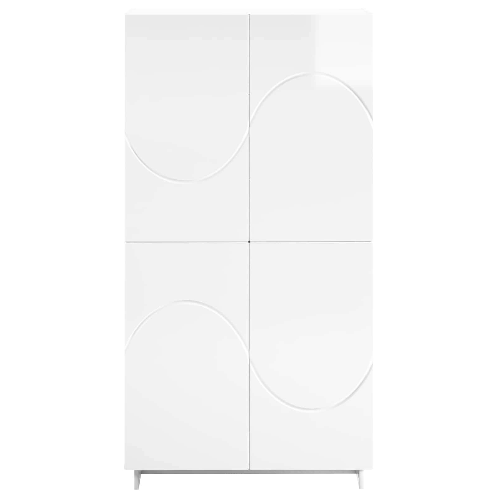 Visoka komoda Bela visok sijaj 79 x 41 x 151 cm konstruiran les