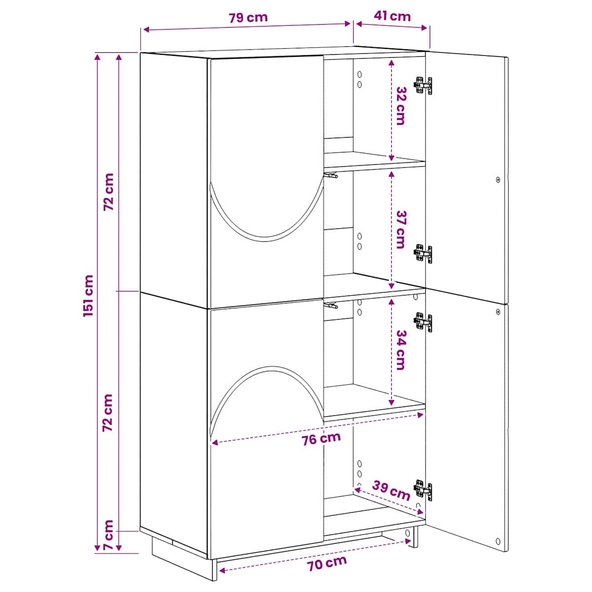 Highboard 79 x 41 x 151 cm Konstrueret træ - Billede 9