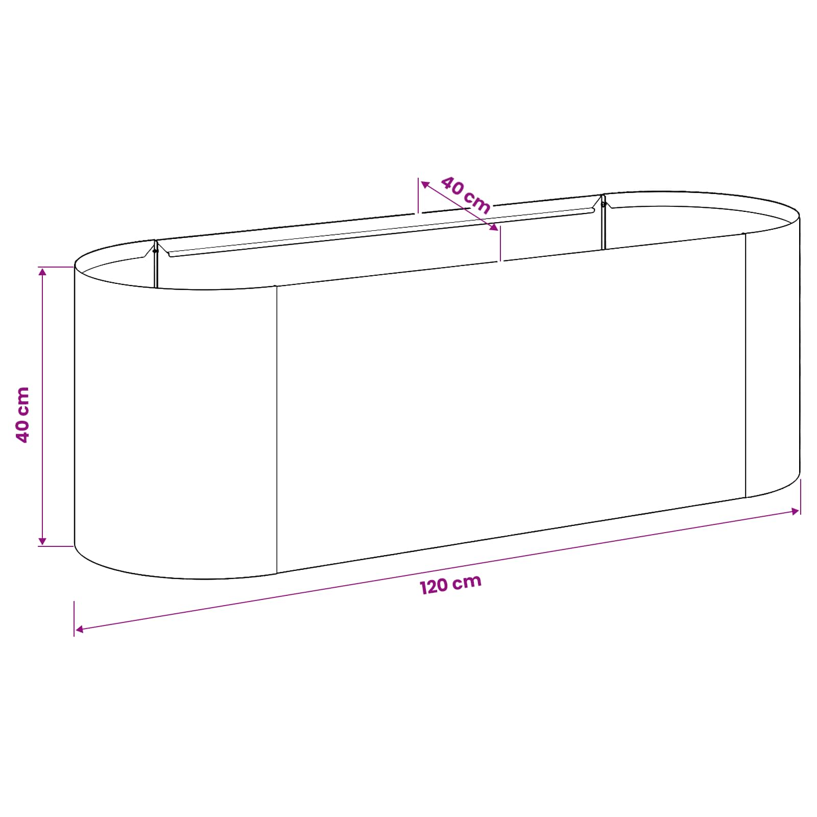 Verhoogd Tuinbed Zwart 120 x 40 x 40 cm Staal image 7