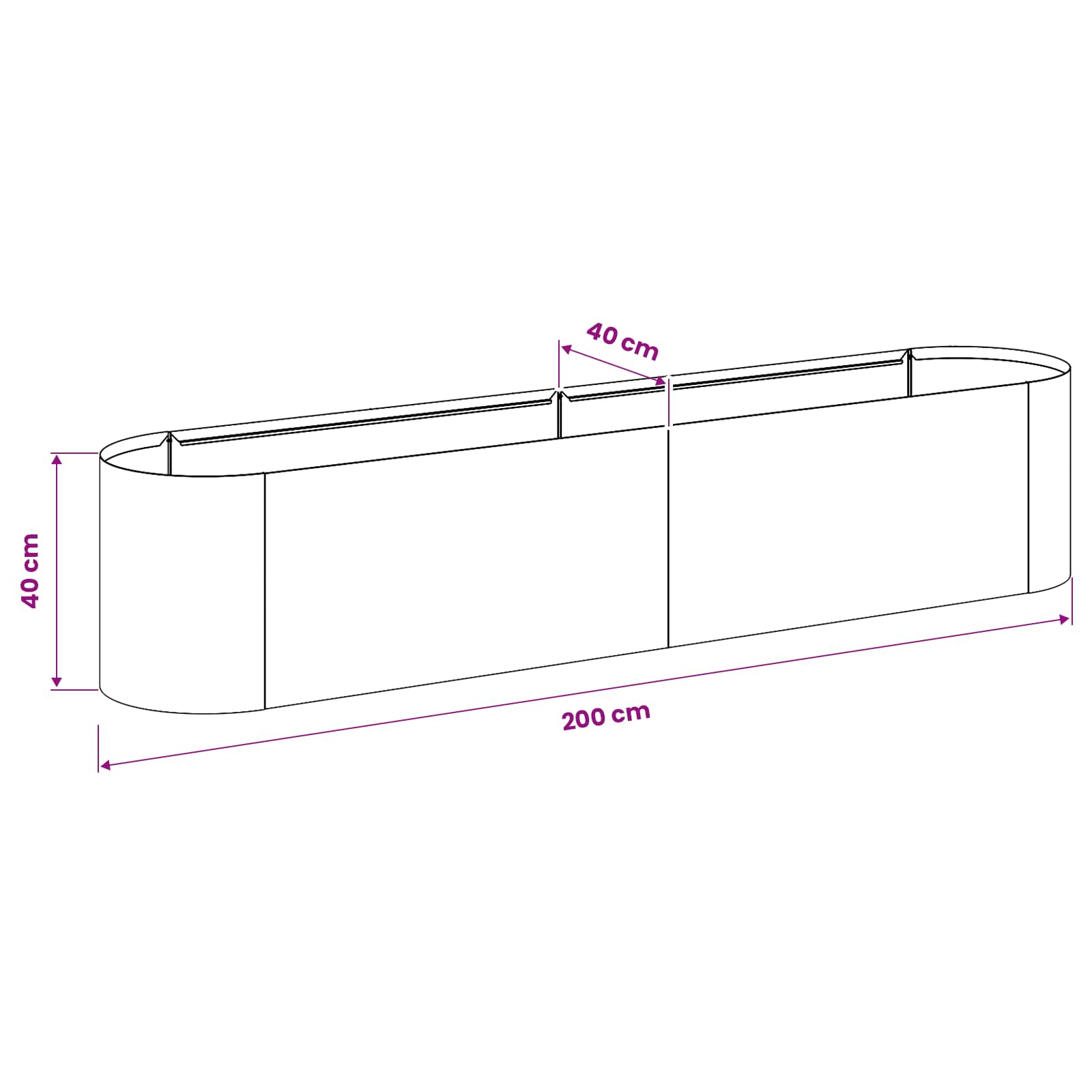 Verhoogd Tuinbed Gegalvaniseerd staal 200 x 40 x 40 cm image 7