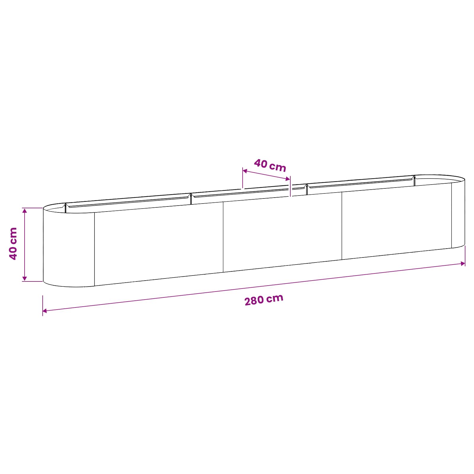 Verhoogd Tuinbed Zwart 280 x 40 x 40 cm image 7
