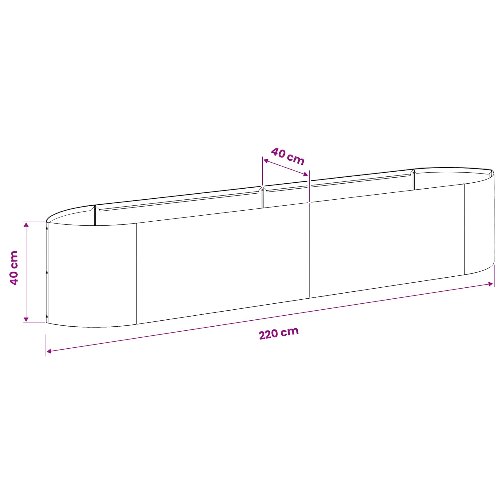 Verhoogd Tuinbed Zwart 220 x 40 x 40 cm Staal image 7