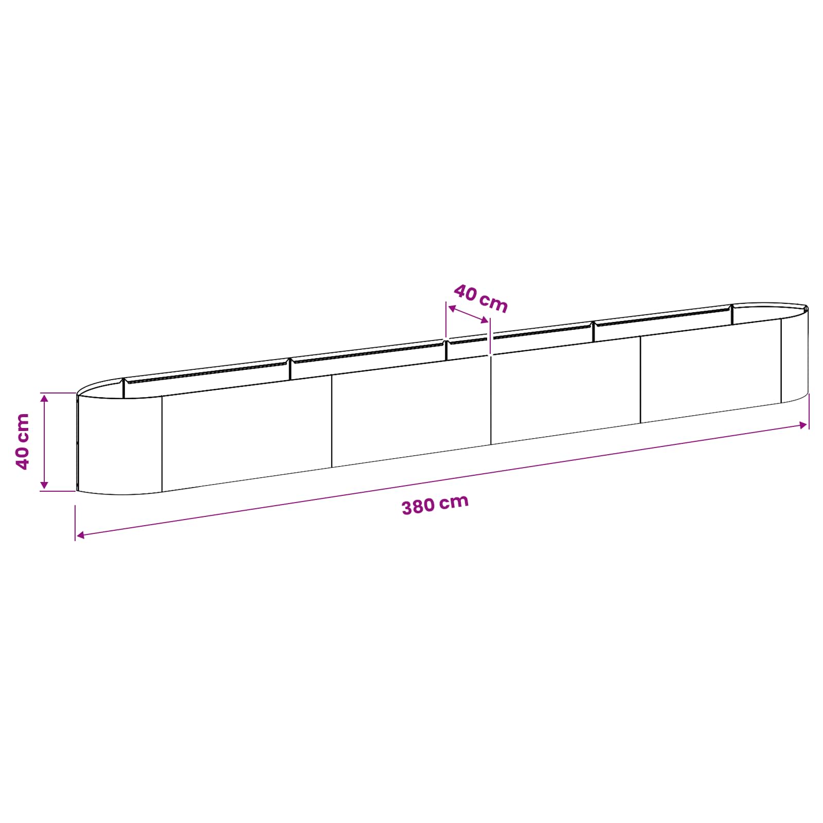 Verhoogd Tuinbed Zwart 380 x 40 x 40 cm Staal image 7