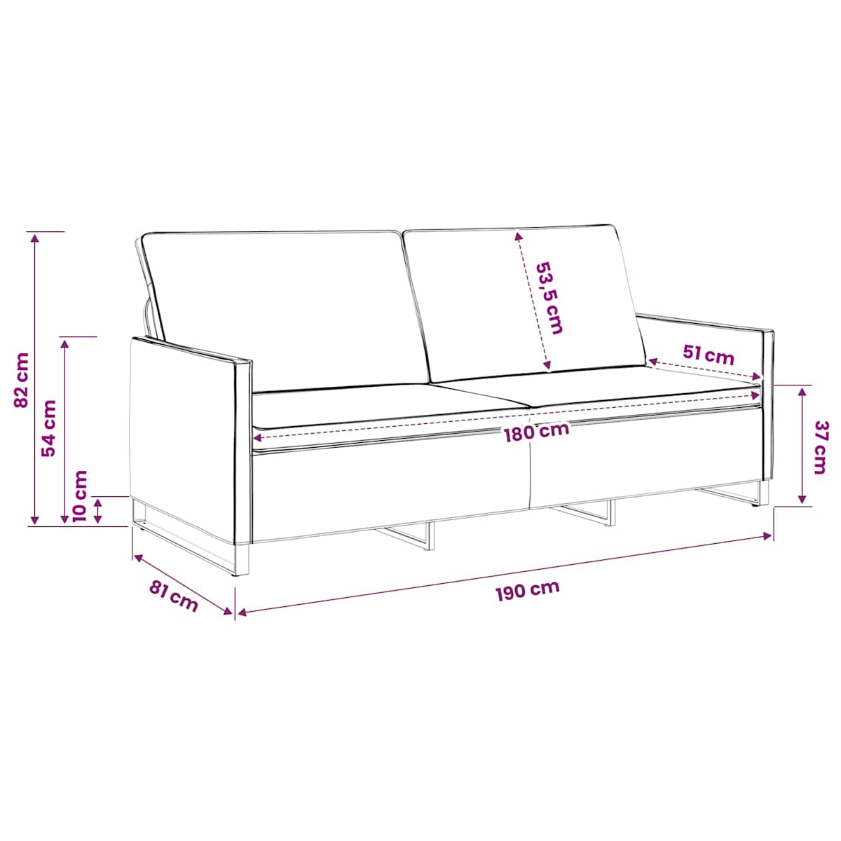 3-personers sofa Mørkegrå 190 x 81 x 82 cm Faux suedestof - Billede 9
