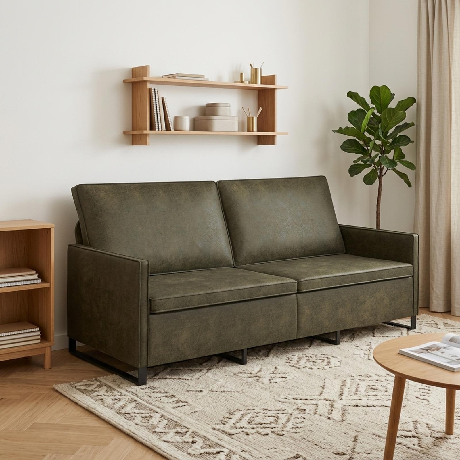 vidaXL 3-personers sofa Army Grøn 190 x 81 x 82 cm Faux suedestof